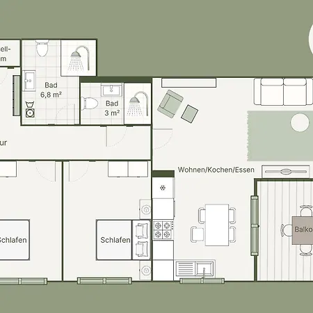 C7 - Ruhige Lage, Balkon Mit Blick Ins Gruene, Zwei Schlafzimmer & Zwei Badezimmer Im 
